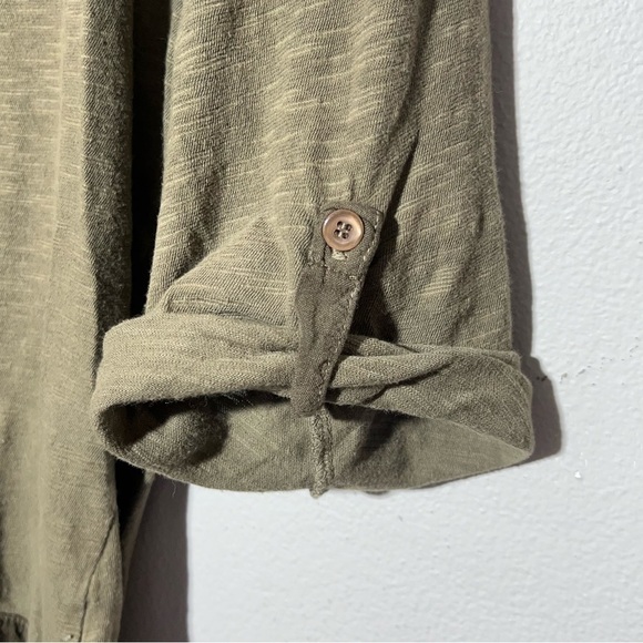 ANTHROPOLOGIE Left of Center Boho Tunic Top Size M Scoop Neck Hi-Lo Olive Green - Picture 3 of 12